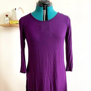 Purple Knit Mini Shift Dress